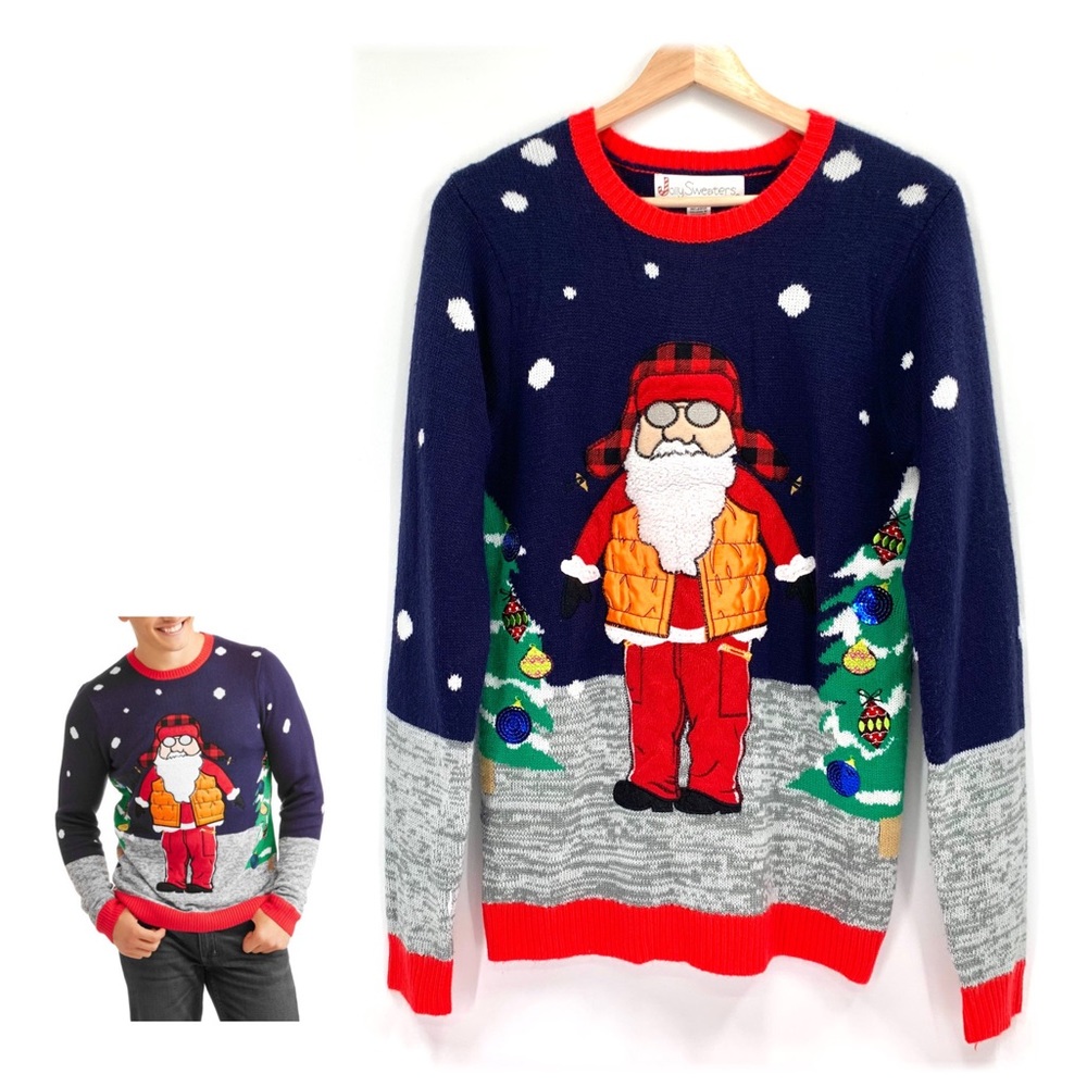Jolly Sweaters Santa Nylon Vest Men's Ugly Christmas Sweater Size Small